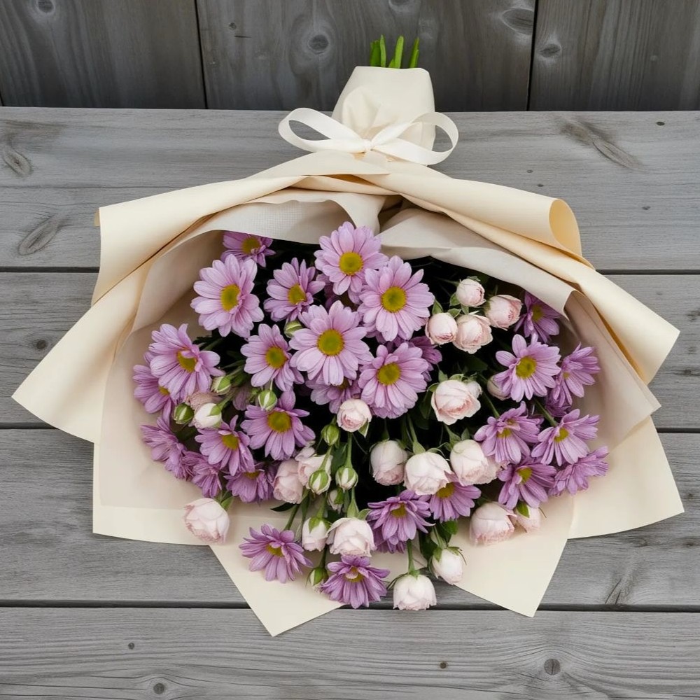 Букет цветов из: Розы и Хризантемы в Мамонтово