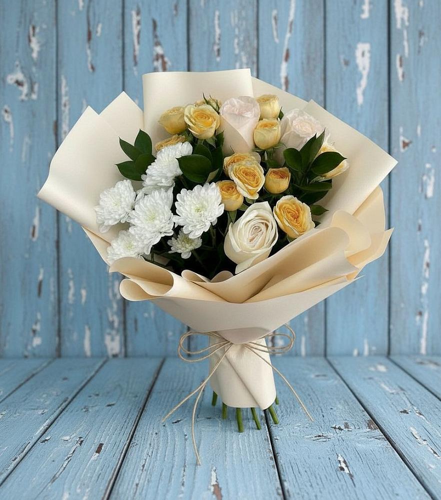 Букет цветов из: Розы и Хризантемы в Мамонтово