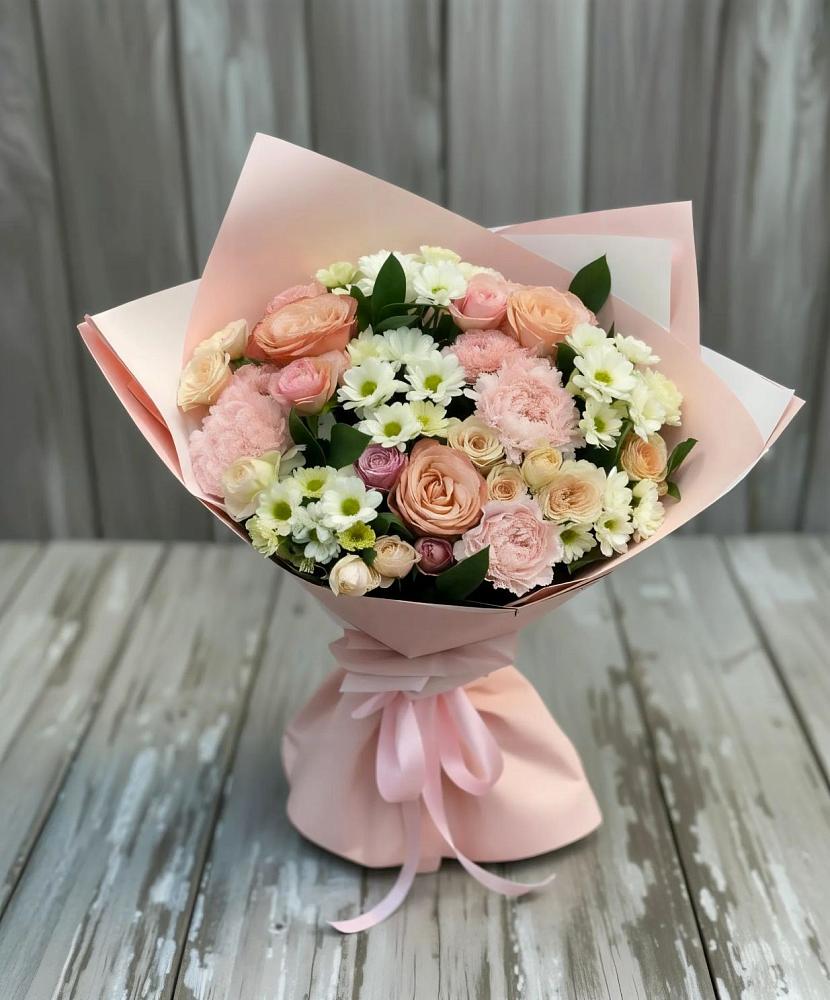 Букет цветов из: Гвоздики, Розы и Хризантемы в Мамонтово