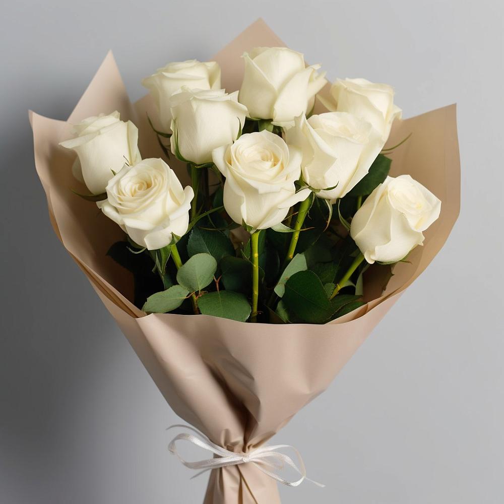 Букет 9 Белых роз Эдлесс Лав в Мамонтово