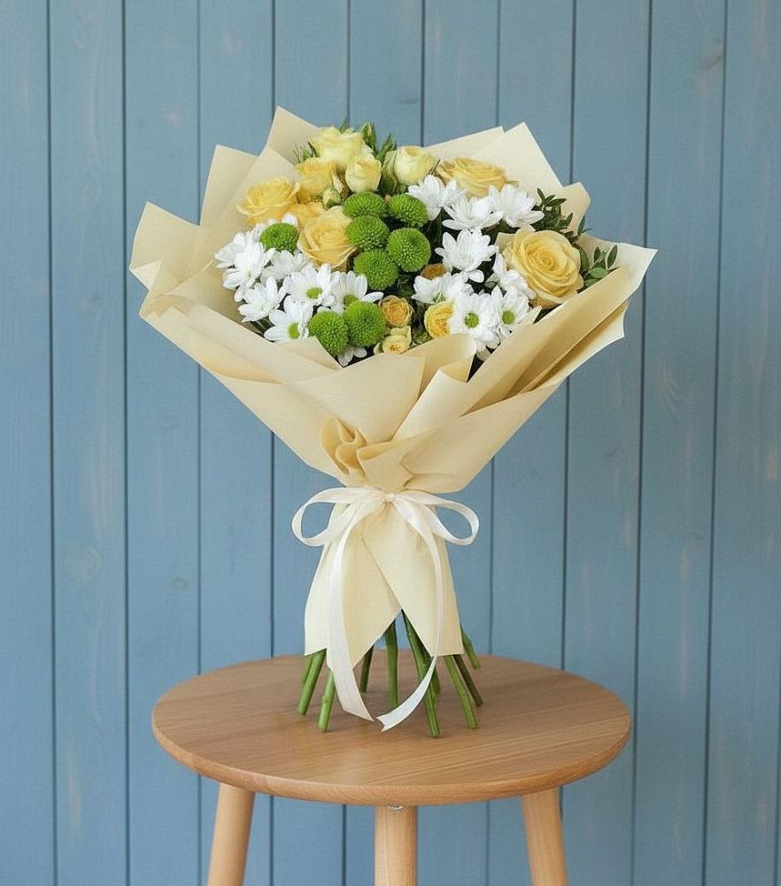 Букет цветов из: Хризантемы и Розы в Мамонтово