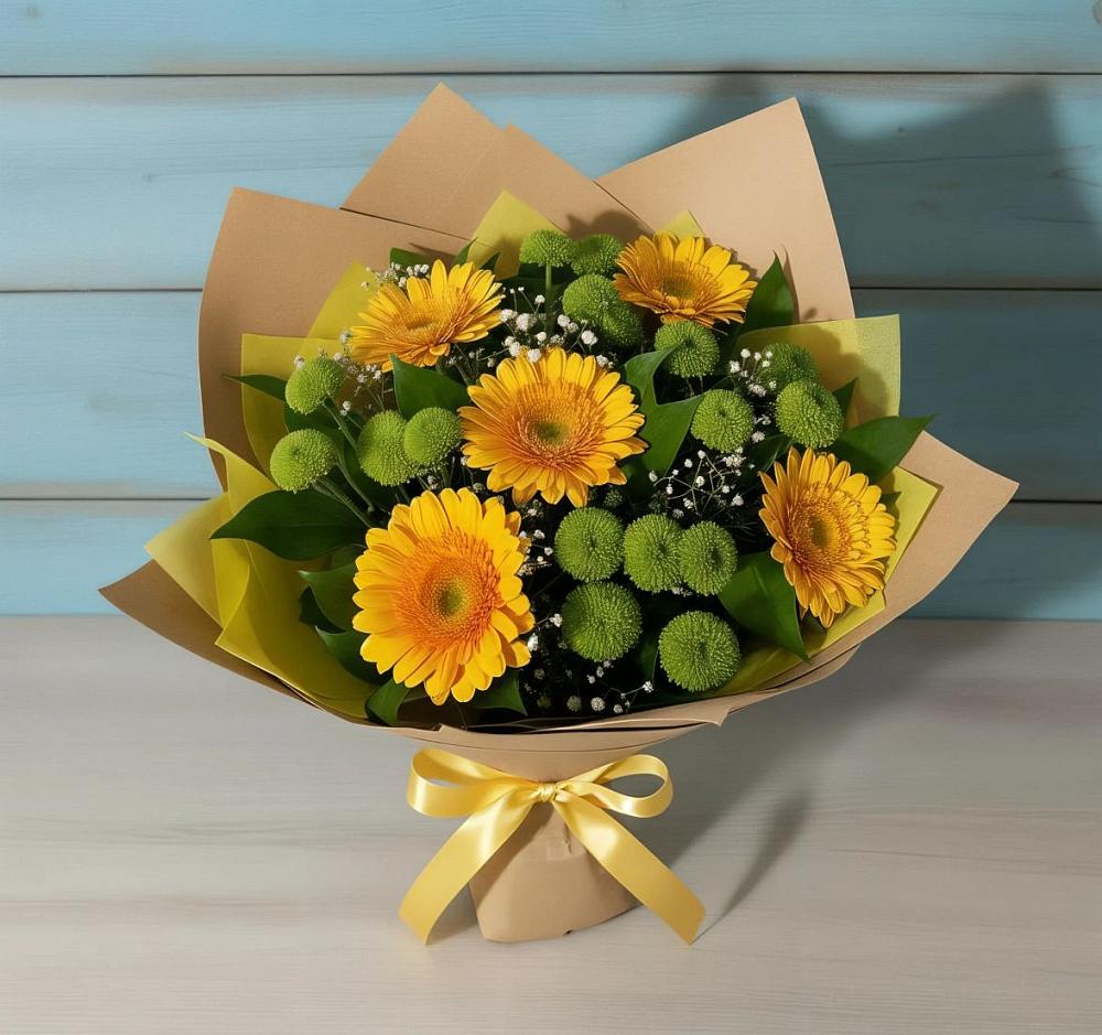 Букет цветов из: Герберы и Хризантемы в Мамонтово