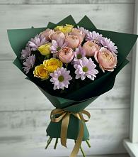 Букет цветов из:  Хризантемы и Розы в Мамонтово