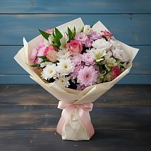 Букет цветов из:  Хризантемы, Альстромерии и Розы в Мамонтово