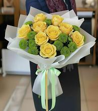 Букет цветов из:  Хризантемы и Розы #REPLACE_PRED# Мамонтово