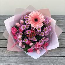 Букет цветов из:  Розы, Герберы и Хризантемы в Мамонтово