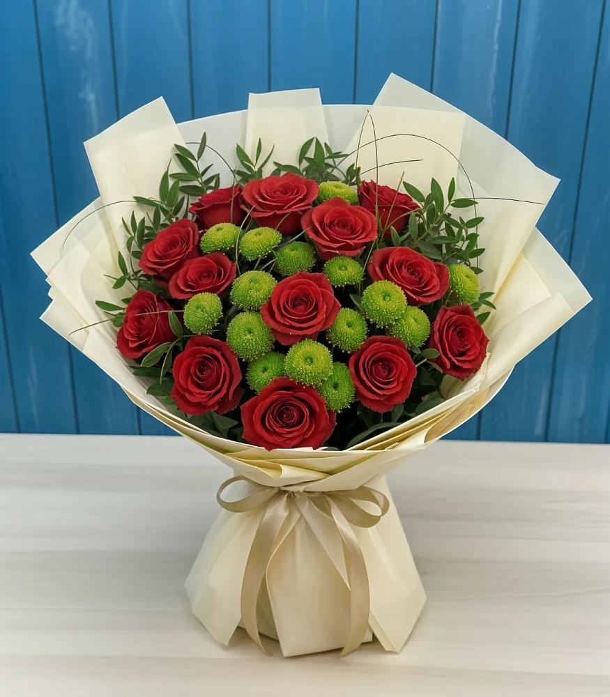 Букет цветов из: Розы и Хризантемы в Мамонтово