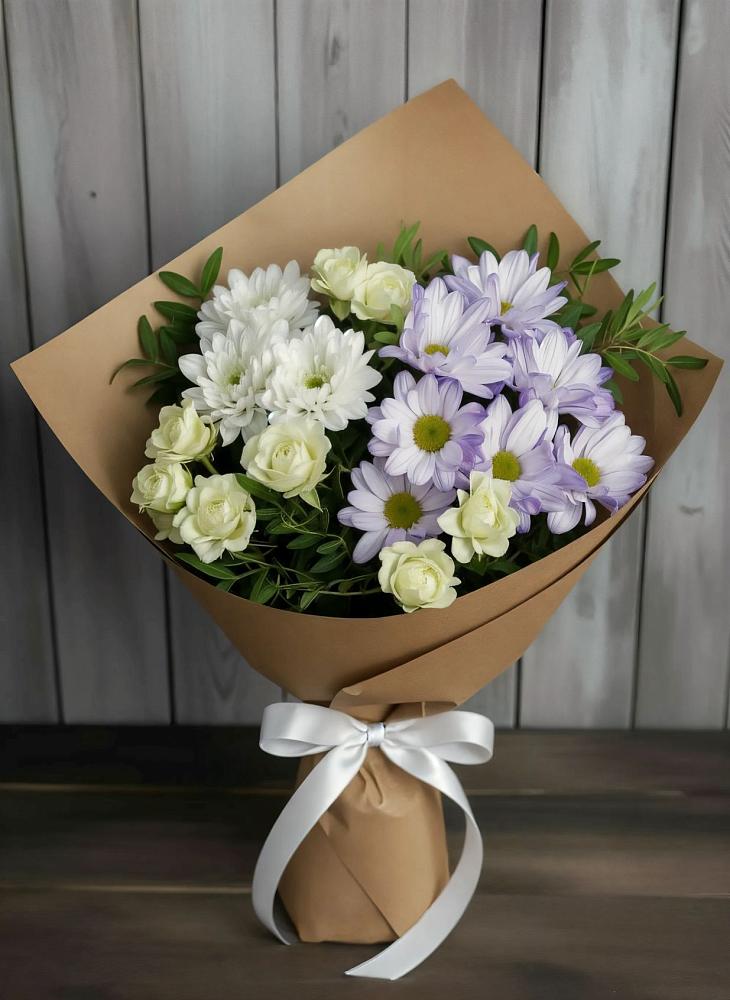 Букет цветов из: Хризантемы и Розы в Мамонтово
