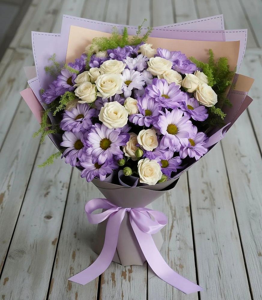 Букет цветов из: Хризантемы и Розы в Мамонтово